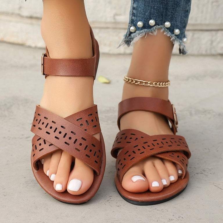 Dakaela Flat Sandals for Women Comfortable Walking Summer Dressy