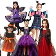 thumbnail image 2 of Vestido de bruja de Halloween para niñas, traje de murciélago para niños pequeños, payaso, vampiro, calabaza, fiesta de Carnaval, 2 of 5