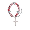 thumbnail image 2 of Stainless Steel Joshua 1:9 - Be Strong and Courageous Engraved Cross - Red Christmas Bead Bracelet, 2 of 4