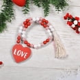 thumbnail image 3 of nvzhuang Valentines Day Wooden Bead Garland Tiered Tray Decor Garland Beads with Heart Tags Hanging Wall Decor, 3 of 8
