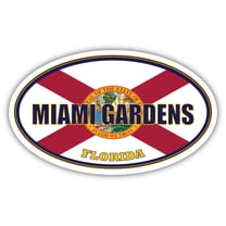 Miami Gardens City Florida State Flag | FL Flag Miami-Dade County Oval State Colors Bumper Sticker Car Decal 3x5 inches