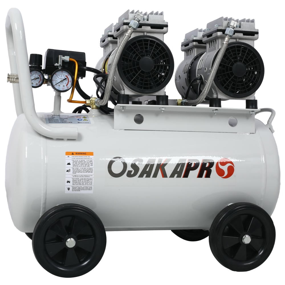 GVN 2.5 Hp Silent Air Compressor 13 Gallon, Oil-Free, Electric Shop Air Compressor Portable,Lightweight With Wheels, 70 Dba Noise Level,Light Gray