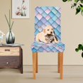 thumbnail image 4 of Yayeee 2 Pack Dining Chair Covers Stretch Parson Chairs Slipcovers Seat Protector, Purple Art Pattern, 4 of 6