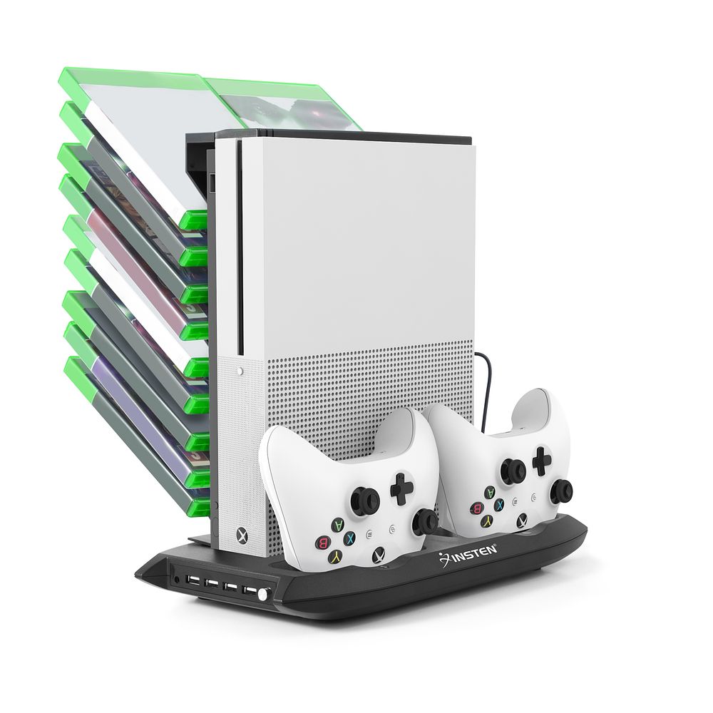 Xbox One S Dock by Insten Vertical Charging Station Docking Dock Stand with Cooling Fan Storage