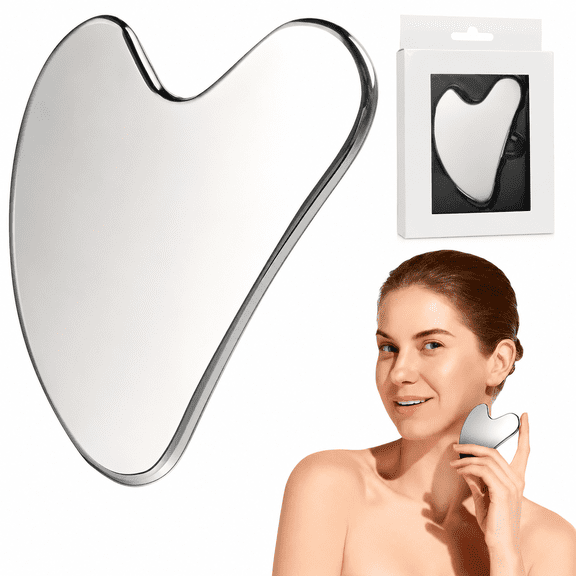 General Gua Sha Facial Tool Smooth Curved Edges Face and Neck Scraping Therapy Silver