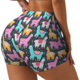 thumbnail image 2 of Kdxio Colorful Alpaca Print Workout Shorts for Women Seamless Soft Smooth Gym Yoga Scrunch Active Shorts, 2 of 5