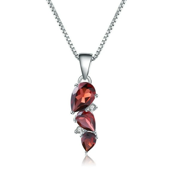 Natural Garnet Necklace, Gemstone Birthstone Necklace in 925 Sterling Silver