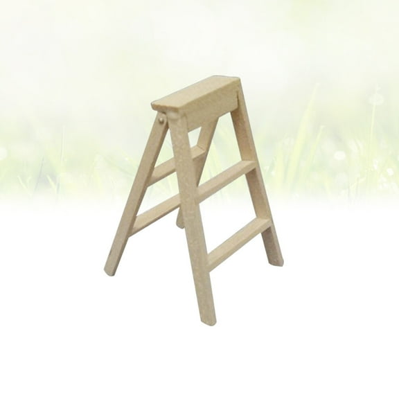 MLINS Creative Mini Wooden Ladder for Kids Playing Foldable and Beige Color