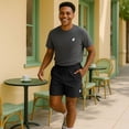 thumbnail image 4 of Dalix Ghost Active Short Gym Workout Embroidered Casual Zip Pocket Mesh Drawcord Waist Mens in Black S Small, 4 of 5