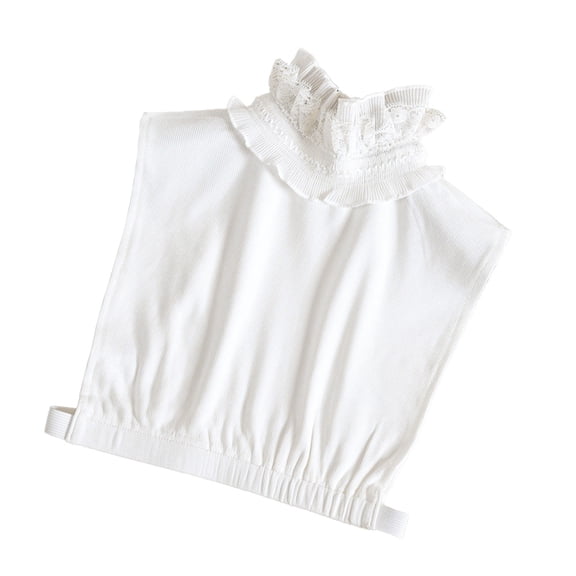 Kcodviy Women Solid Ruffle Detachable Blouse With False Collar Half Elastic Waist Shirt Collar Pan Half Blouse Undershirt Dickey Pan Dickey Half Shirts Embellished Tops for Women Turtleneck Women