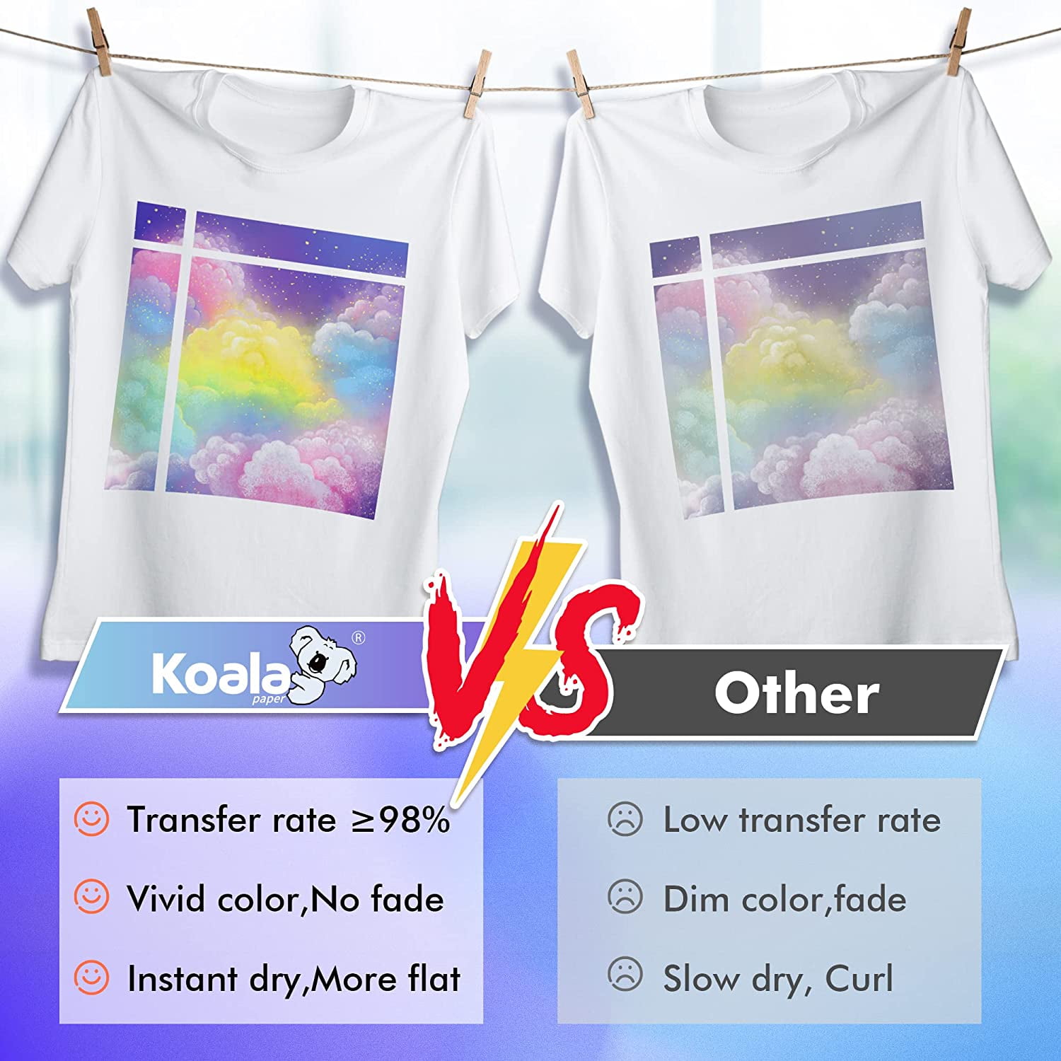 Koala 120 Sheets 120g Sublimation Paper 8.5X11''+ ASUB 4X120ml Sublimation Ink CMYK for Inkjet Printers DIY Gifts, Heat Iron On T-shirts,Mugs,Tumblers