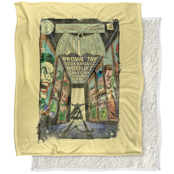 Batman Blanket, 50"x60", Rogues Gallery Cover Silky Touch Sherpa Back Super Soft Throw Blanket