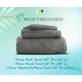 thumbnail image 3 of 100% Cotton Bath Towels Soft & Fluffy, Quick Dry, Highly Absorbent, Hotel Quality Towel Set - 1 Bath Towel, 1 Hand Towel, 1 Wash Cloth (Charcoal Grey), 3 of 9