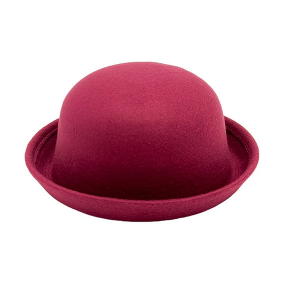HUANLEDASH Flat-top Fedora Hat Pure Color Imitation Wool Jazz Hat Unisex Japanese Style Wide Brim Ladies Round Hat Parties Cosplay Bowler Hat
