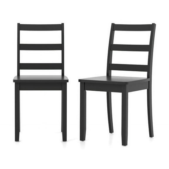 Set of 2 Wood Dining Chairs with Solid Rubber Wood Legs