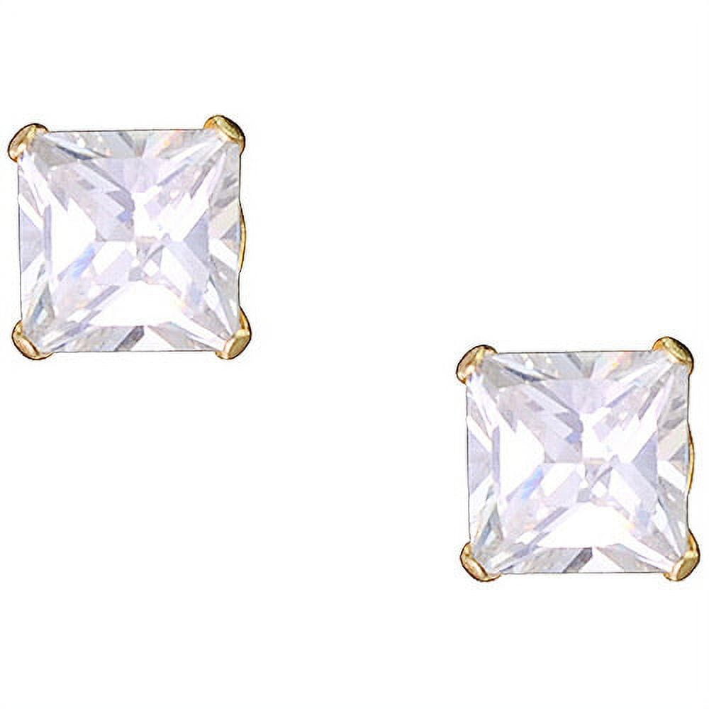 Brilliance Fine Women's 10k Yellow Gold Square CZ Stud Earrings