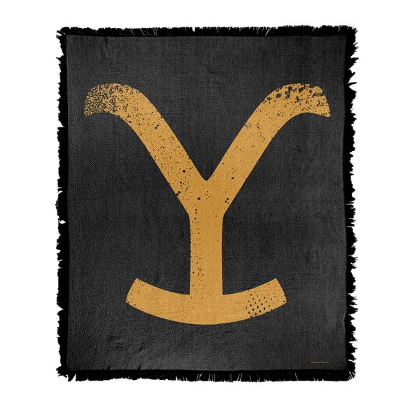 Yellowstone Blanket, 50x60 Yellowstone Y Branding Logo Woven Tapestry Cotton Blend Fringed Throw Blanket