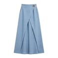 thumbnail image 6 of Vmvidoty S-3XL Women Maxi Business Long Length Skirt with Pocket Cotton Linen for Summer Button High Rise A-Line Flowy Dress Light Blue M, 6 of 6