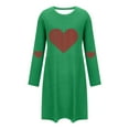 thumbnail image 4 of BiZtdJrK Long Sleeve Pajama Dress Women Heart Printed Valentine's Day Nightdress Mid Length Crew Neck Loose Fit Casual Sleepshirts Green S, 4 of 7
