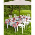 thumbnail image 3 of Blue Red Spring Floral Outdoor Tablecloth - 60x102 Inch Rectangle Dining Table Cover, Rustic Vintage Flowers Botanical Waterproof Outdoor Table Cloth with Umbrella Hole & Zipper for Patio, 3 of 5
