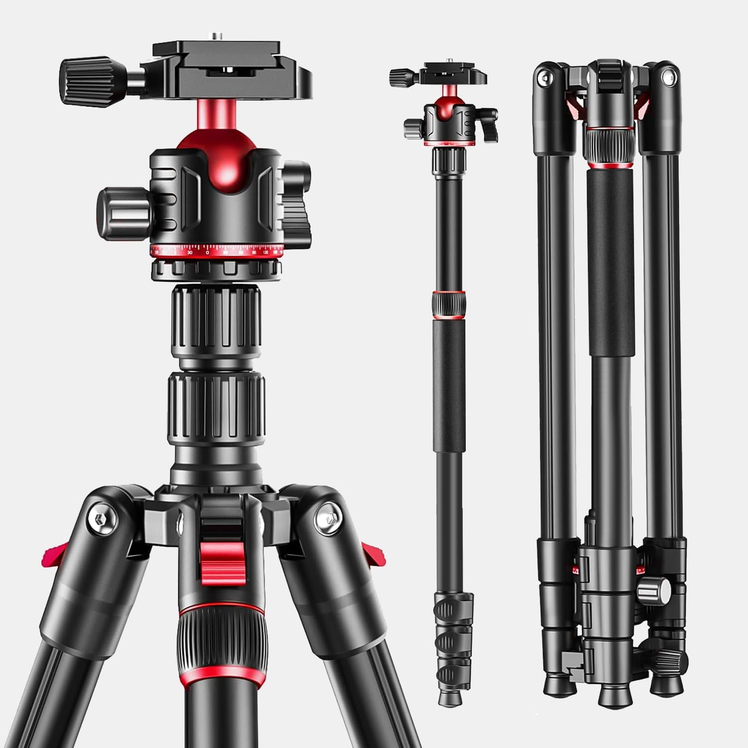 Zomei Q173 68 inch Camera Tripod Professional Aluminum Ball Head Tripod Outdoor Travel Monopod with Carry Bag Phone Holder