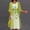 Green, variant on Sun Dresses for Women Clothess Women Casual Floral Print Round Neck Sleeveles Dress Solid Chiffon Two-Piece Set