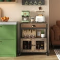 thumbnail image 6 of Coffee Bar Cabinet，3 Tiers Kitchen Coffee Cart with Drawer for The Home, Movable Farmhouse Ktichen Station Table on Wheels for Living Room, Entryway, Dining Room, Kitchen, 6 of 16