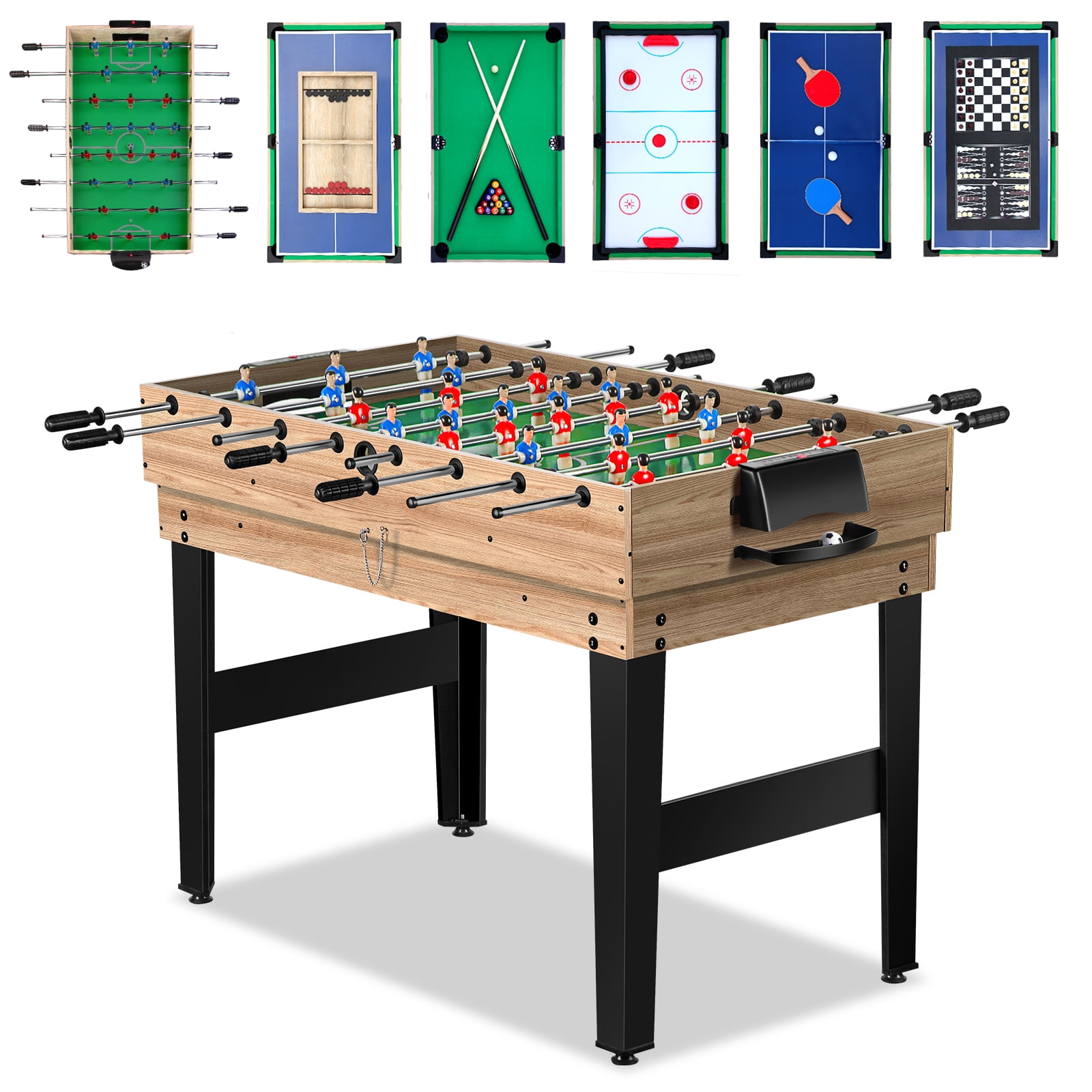 Rioloiuy 12-in-1 Combo Game Table Set for Home, Multi-Game Table for Adults Kids with Hockey, Foosball, Pool, Shuffleboard, Ping Pong, Chess, Checkers, Bowling, and Backgammon