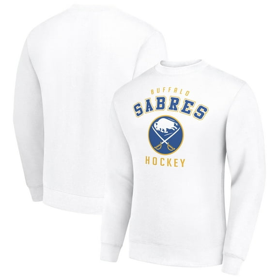 Men's Starter White Buffalo Sabres Team Logo Fleece Pullover Sweatshirt