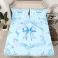 thumbnail image 2 of Feelyou Blue Princess Bow-tie Full Size Sheets, Mandala Damask Bed Sheets, 4pcs, 2 of 7