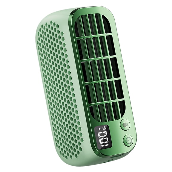 Riousery Portable Bladeless Fan USB Rechargeable Desktop Cooling Fan with Night Light 5 Wind Speeds 2 Light Modes for Home Office Outdoor Travel, Green / 5.9 inches
