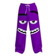 thumbnail image 5 of UVEASISHA Mens Funny Pants with Pockets Summer Loose Straight Leg Linen Pants Novelty 3D Cartoon Print Beach Slacks Stretch Waist Drawstring Trousers Purple L, 5 of 6