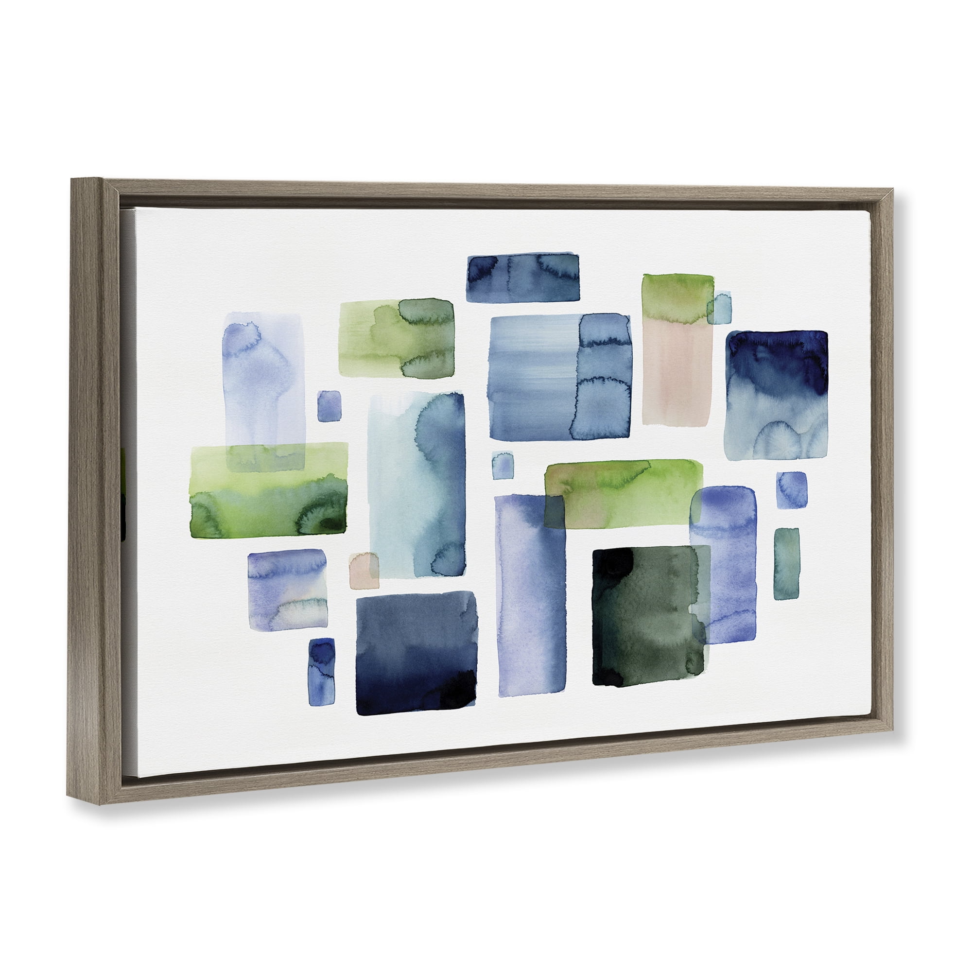 Stupell Industries Asymmetrical Watercolor Shapes Abstract Painting Brown Floater Framed Canvas Art Print Wall Art, 31 x 21