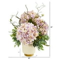 thumbnail image 2 of Nearly Natural Giant Hydrangea and Mixed Greens Artificial Arrangement in White Bowl, 2 of 2