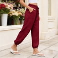 thumbnail image 4 of Bosfbaoi Pants for Women Regular Flat Front Jogger Pants Drawstring Waist Wide Leg Womens Pants with Adjustable Ankle Ties Outdoor Activity Trousers, 4 of 7