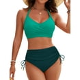 thumbnail image 1 of Set de bikini Blooming Jelly para mujer, cintura alta, color verde XL, 1 of 6