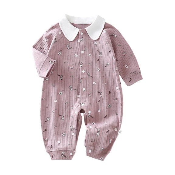 KPOPLK Organic Cotton Jumpsuit 0-12 Months Unisex Footless Newborn Baby Infant Romper Boys Girls Long Sleeve Outfit Pink 3-6 Months