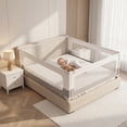 thumbnail image 1 of Barandales de Cama 3 Piezas para Niños Pequeños Tamaño King | Sin Taladrar, Altura Ajustable, Anticaídas Blanco y Gris, 1 of 6