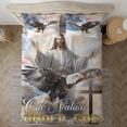 thumbnail image 3 of Lotusprinthandmade God Christian Cross Eagle America Flag Bedding Set (Made in Vietnam) (60x80), 3 of 5