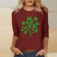thumbnail image 1 of TaTaai Women St. Patrick's Day Printed 3/4 Sleeve Round Neck Tops Casual Loose Fashion Blouses Soft Stretchy Breathable Daily Holiday Party Wear Gift, 1 of 4
