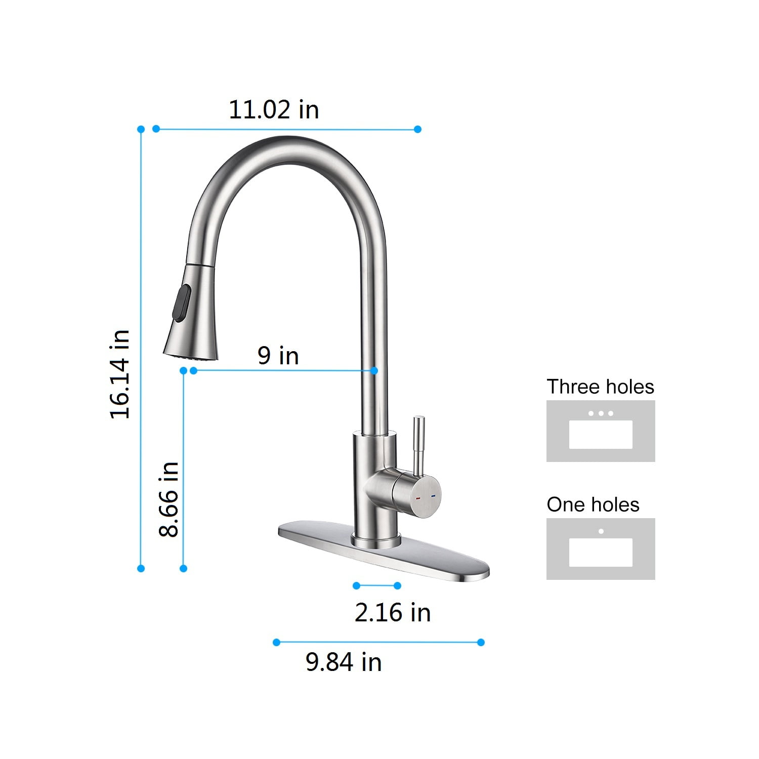 Izzovium Kitchen Faucet with Pull Out Sprayer, 20.5in High Arc Stainless Steel Faucet, 360° Swivel Spout, Brushed Nickel Finish, Single Handle for Easy Temperature Control