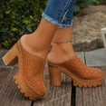 thumbnail image 4 of Pandaie Womens Platform Clogs Chunky High Heeled Closed Toe Sandals Flower Cutout Slip on Slides Backless Mules Casual Shoes Brown,7, 4 of 9