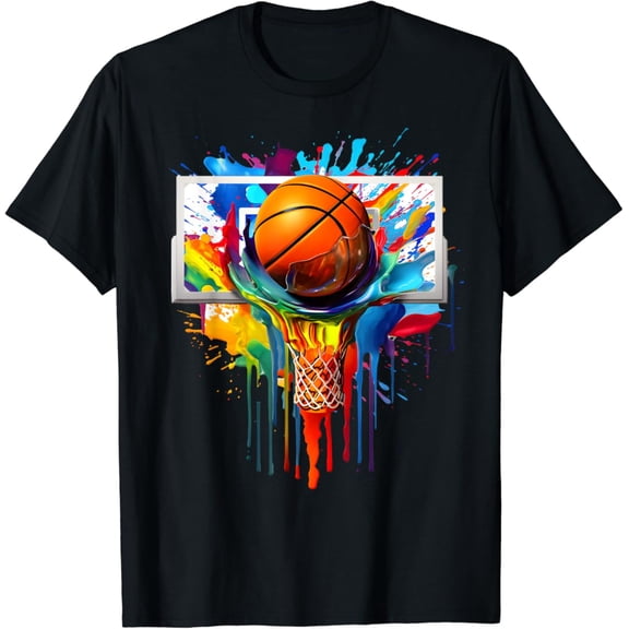 Sam Soft Drip Basketball Paint Splash Dripping Basketball Art Print T-Shirt Full Size S-5Xl