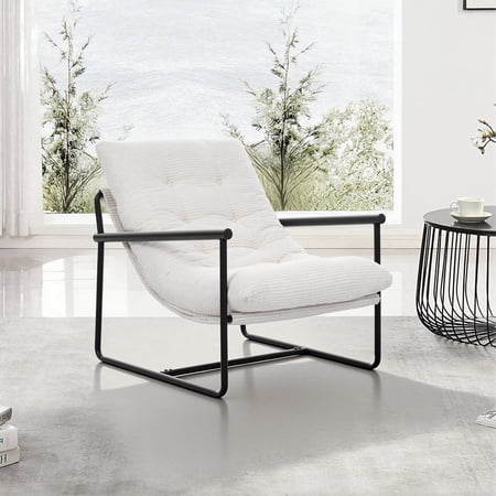 Modern Accent Chair for Living Room Arm Chair with Metal Frame Upholstered Armchair with Soft Cushion for Bedroom Lounge Reading Room