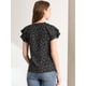 thumbnail image 5 of Blusa Informal Con Cuello En V Y Manga De Casquillo Superior Con Estampado Floral Para Mujer Negro L, 5 of 6