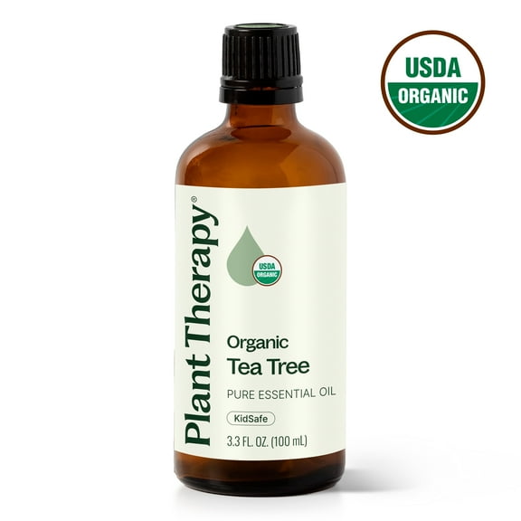 Plant Therapy Organic Tea Tree Oil (Melaleuca) 100% Pure, USDA Certified Organic, Undiluted, Natural Aromatherapy, Therapeutic Grade 100 mL (3.3 oz)