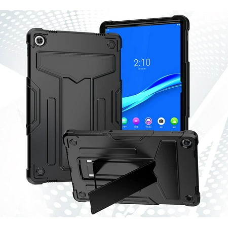 Epicgadget Case for Lenovo Tab M10 Plus (3rd Gen) 10.6 Inch (TB-125F/TB-128F) - Dual Layer Hybrid Protective Case Cover with Kickstand for Lenovo Tablet M10 Plus 10.6" (2022 Released) (Black/Black)