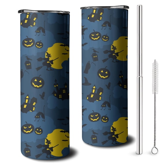 Darkness Themed 20oz Skinny Tumbler - Spooky Halloween Night Artwork Stainless Steel Drinkware