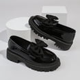 thumbnail image 5 of Miluxas Women's Leather Platform Loafers with Bow - Chunky Trendy Slip-On Dress Shoes for Work & Casual Wear Black 7.5(40), 5 of 9