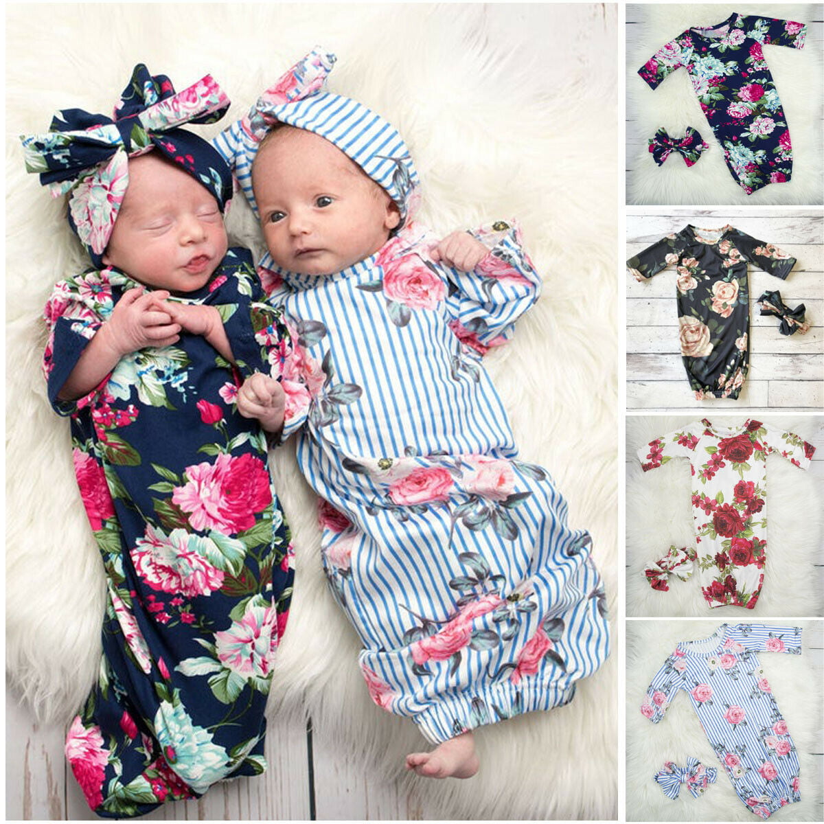 UK Baby Sleeping Bags Newborn Infant Blanket Swaddle Wrap Gown 2PCS Outfits Set 